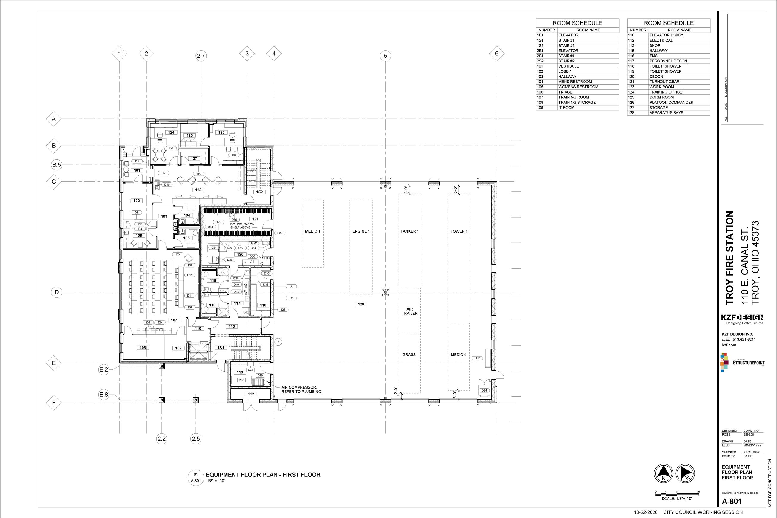 688600_A-801 - EQUIPMENT FLOOR PLAN - FIRST FLOOR_revised apparatus layout